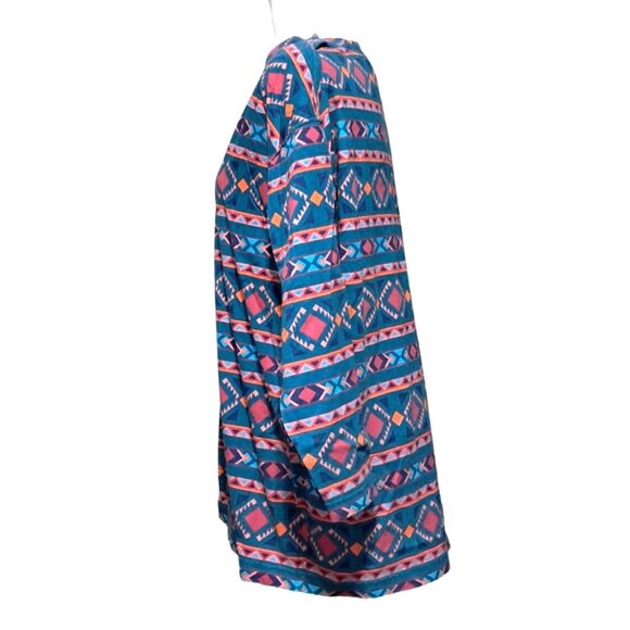 Southwestern Shirt Women's Size Small Oversized Bright Print Deep V Neck Geometr - Picture 3 of 8